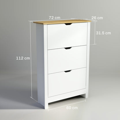 Dorane Lake High Gloss White Slim Shoe Cabinet With 3 Flip Drawers