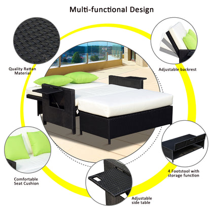 Tana Rattan Black 2 Seater Sofa Chair Bed