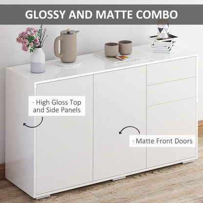 Talu High Gloss White Large Sideboard With 2 Drawers And Double Cabinets