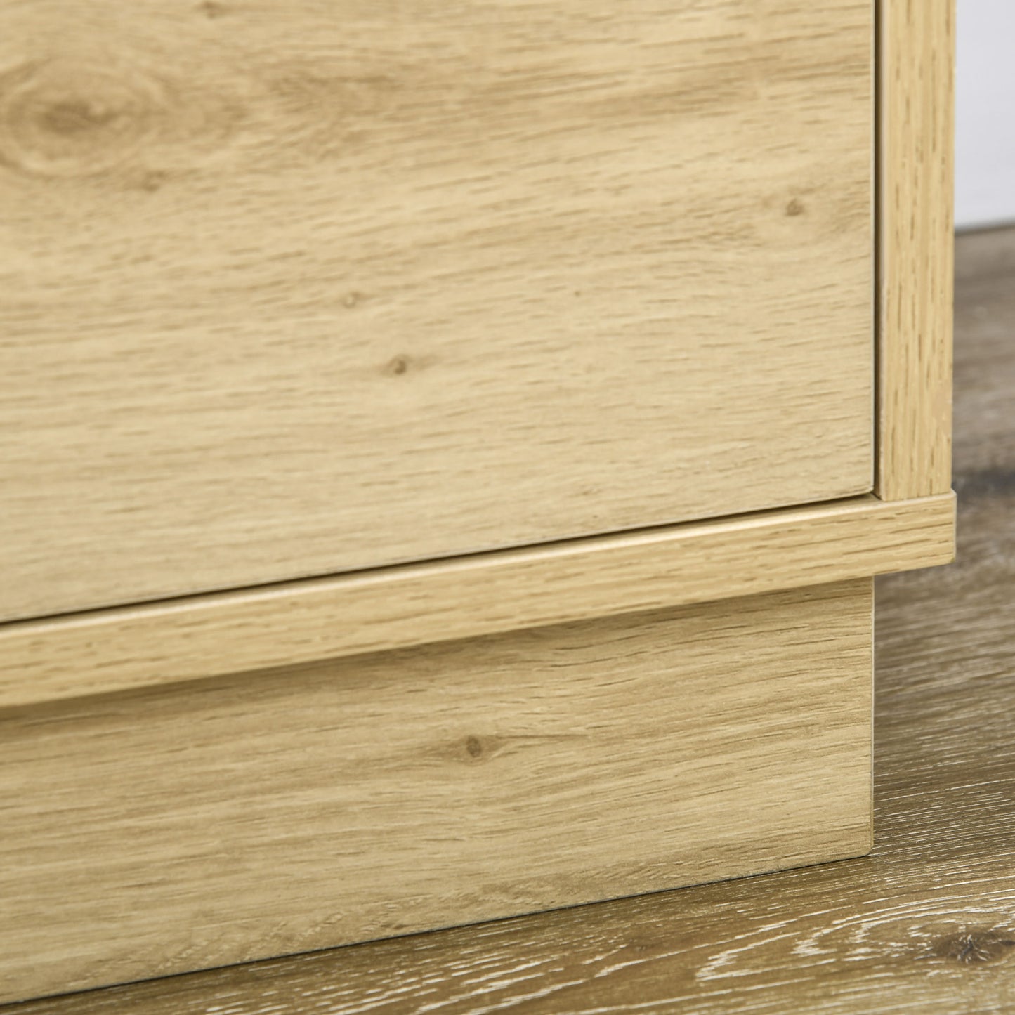 Reredito Wooden Wood Effect 4 Drawer Chest With Rattan Panels