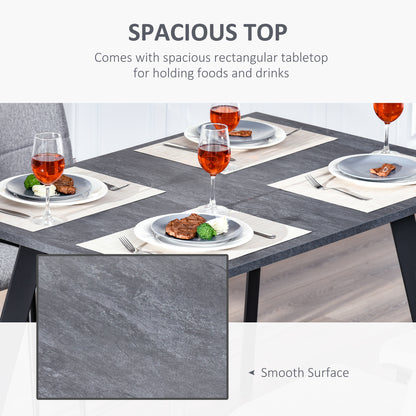 Roreso 120cm Metal And Wooden Dark Grey Rectangular Dining Table With Steel Legs