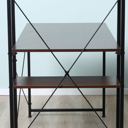 Veva 120cm Metal And Wooden Walnut And Black Reversible Industrial Desk With Side Shelving