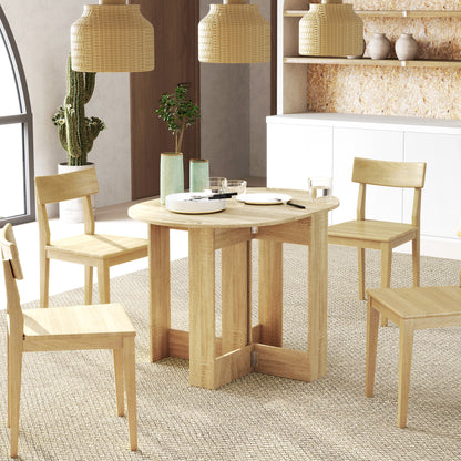 Vietma Wooden Oak Folding Drop Leaf Dining Table For Compact Kitchens