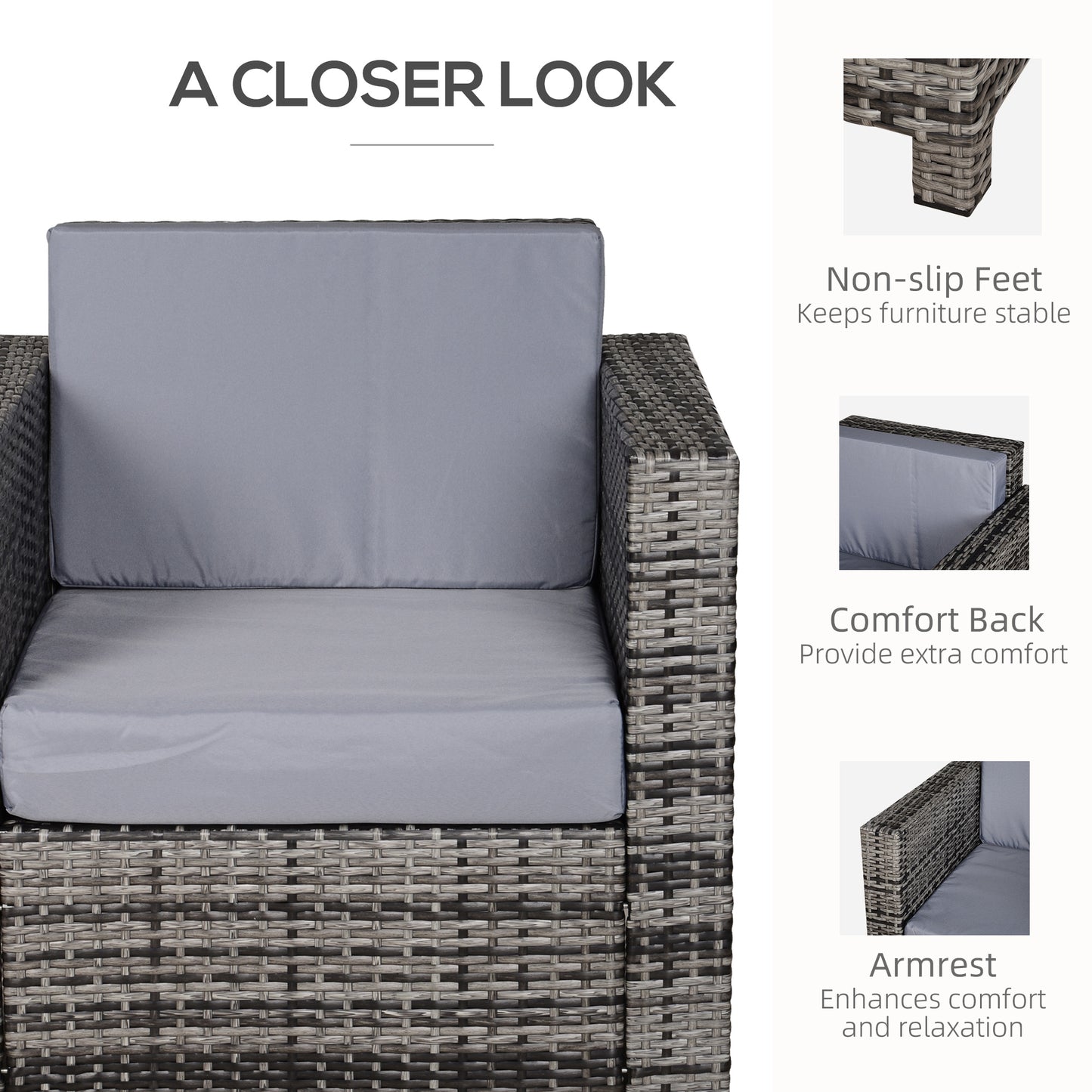 Roso Naba Rattan Grey Outdoor Armchair With Cushion