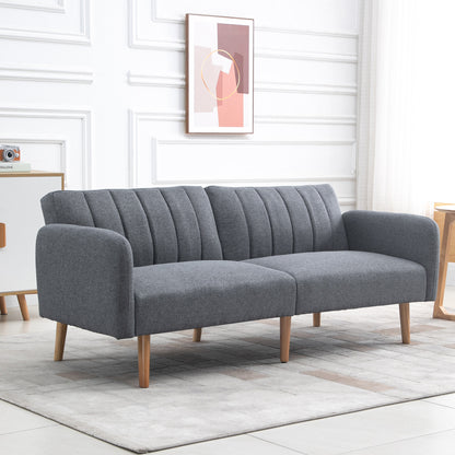 Nile Linen Grey 3 Seater Click Clack Sofa Bed With Adjustable Split Backrest