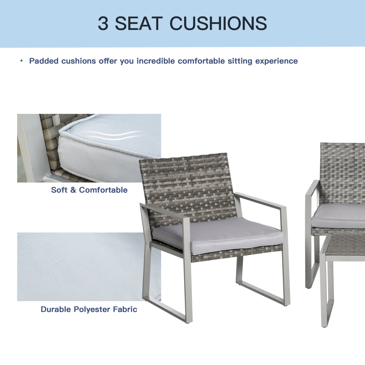 Kelusu Rattan 5 Seater Garden Furniture Sofa Set with 2 Armchairs and Coffee Table