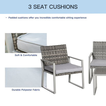 Kelusu Rattan 5 Seater Garden Furniture Sofa Set with 2 Armchairs and Coffee Table