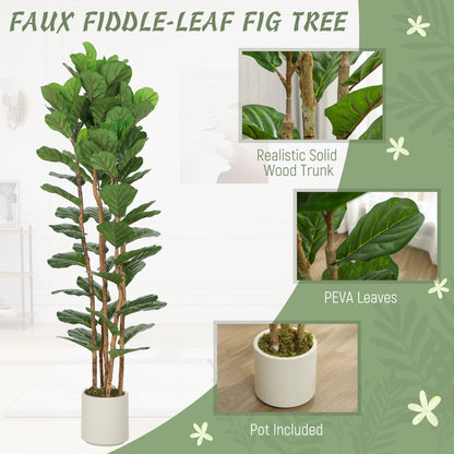 Racori Artificial Fiddle Leaf Fig Style Tree With Full Canopy 180cm Green