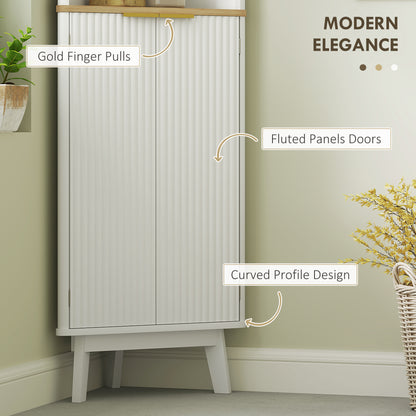 Ledira Tall Slim Freestanding Bathroom Storage Cabinet With Curved Profile Doors And Adjustable Shelves White