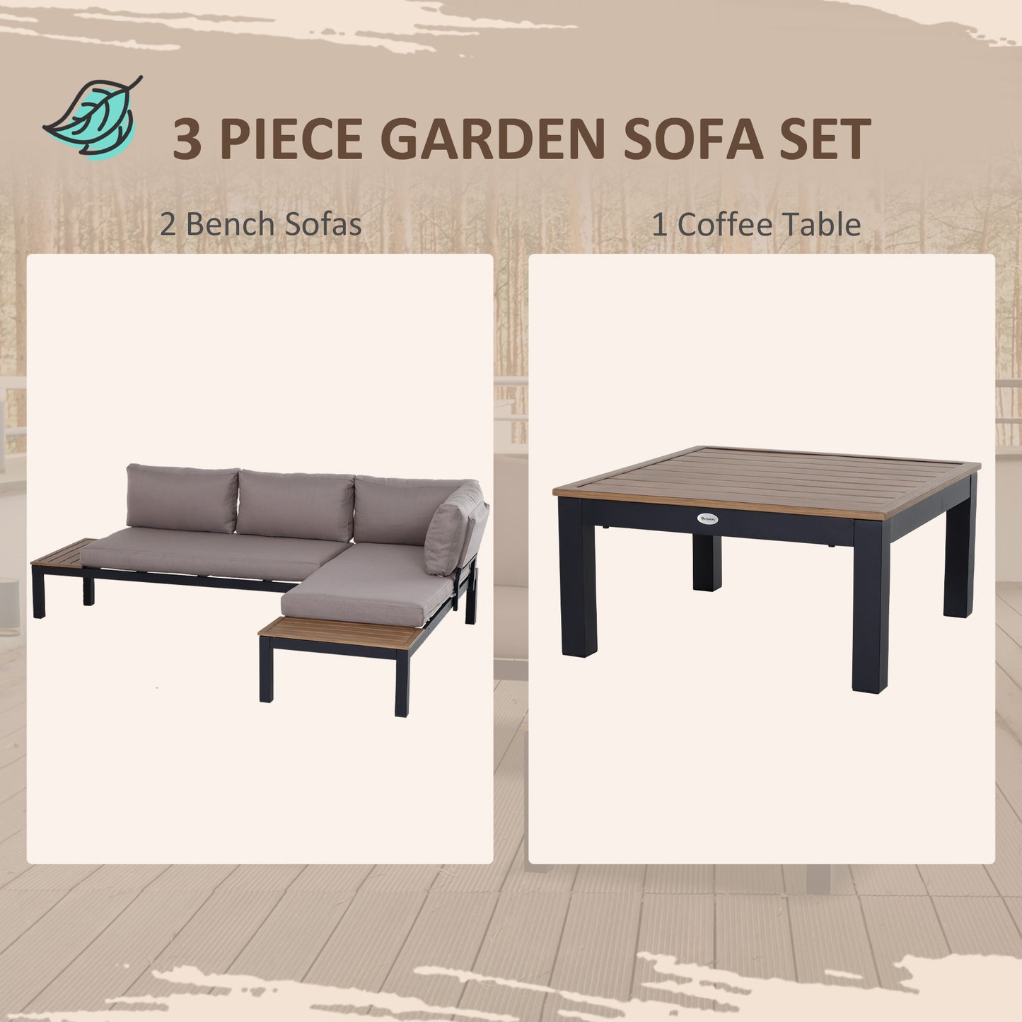 Maha 4 Seater Garden Furniture Set with Corner Sofa Coffee Table and Side Tables