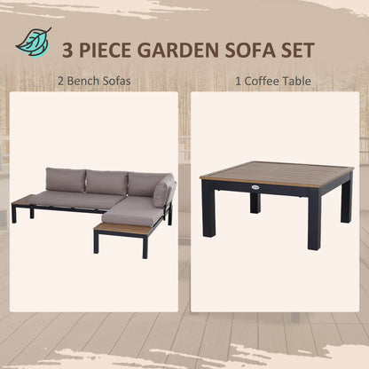 Maha 4 Seater Garden Furniture Set with Corner Sofa Coffee Table and Side Tables