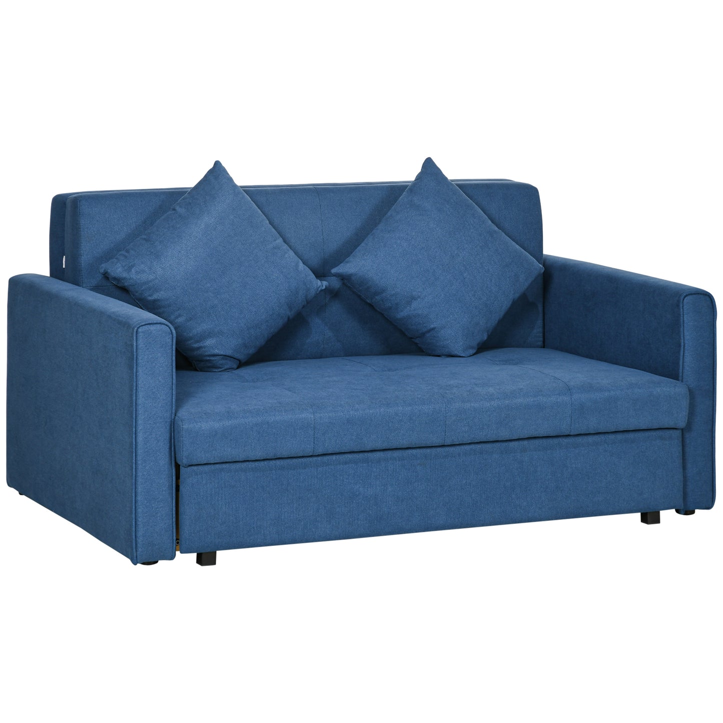 Palani Bayo Snow Flannel Deep Blue 2 Seater Sofa Bed With Hidden Storage And Cushions