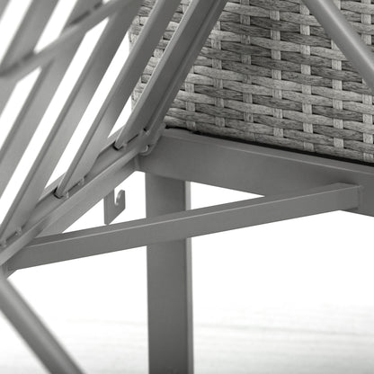 Vidi Roli Rattan Grey 3 In One Bistro Set With Rising Table And Adjustable Sofa Cushions
