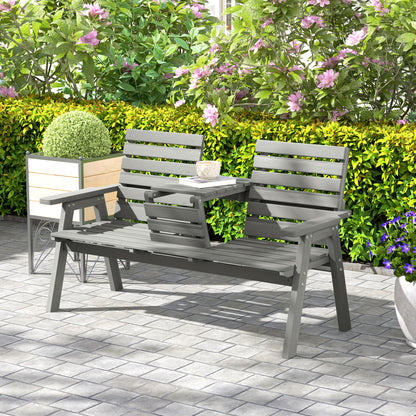 Loke Fir Wood Grey Convertible Outdoor Bench Expanding From 2 To 3 Seats