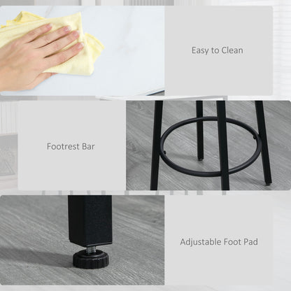 Telano Marble Effect White And Black 3 Piece Bar Table And Stool Set