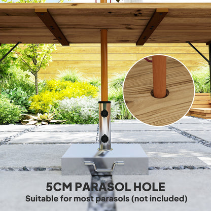Naro Wood Brown Rectangular Outdoor Dining Table With Slatted Top And Parasol Hole For 6