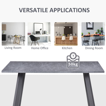 Roreso 120cm Metal And Wooden Dark Grey Rectangular Dining Table With Steel Legs
