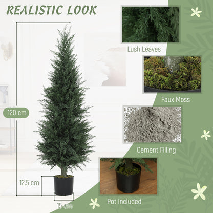 Fiba Set Of 2 Artificial Cypress Style Trees In Green For Decorative Placement