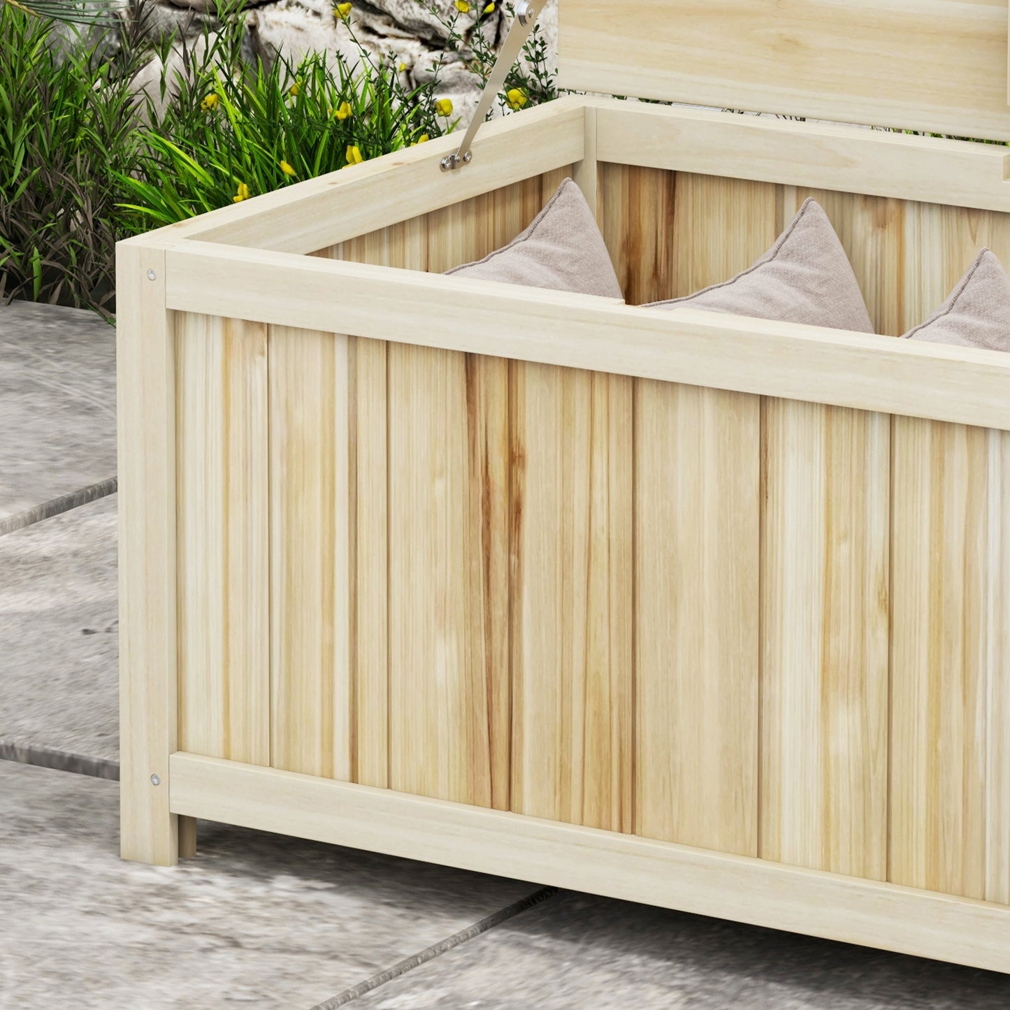 Mavise Safi Natural Wood Panelled Outdoor Cushion Storage Box 172 Litre
