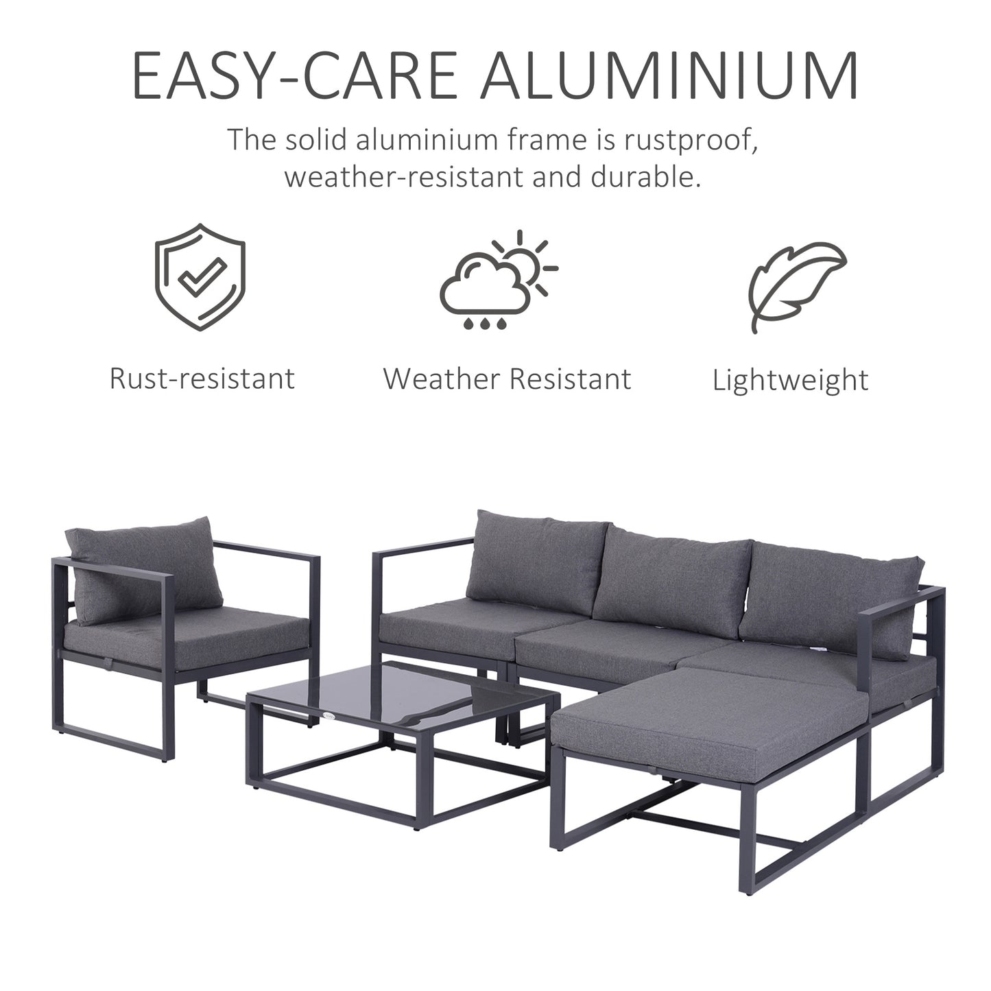 Nimavi 6 Seater Outdoor Sofa Set with Coffee Table Chair and Stool