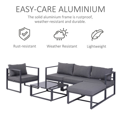Nimavi 6 Seater Outdoor Sofa Set with Coffee Table Chair and Stool