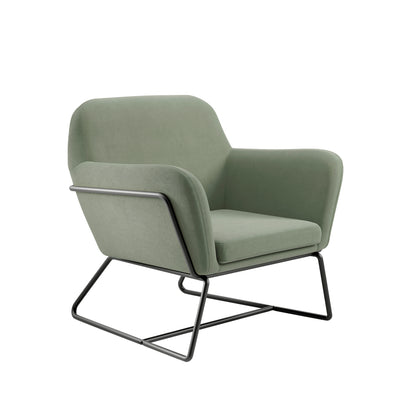 Marseille Sage Green Velvet Armchair Black Metal Legs