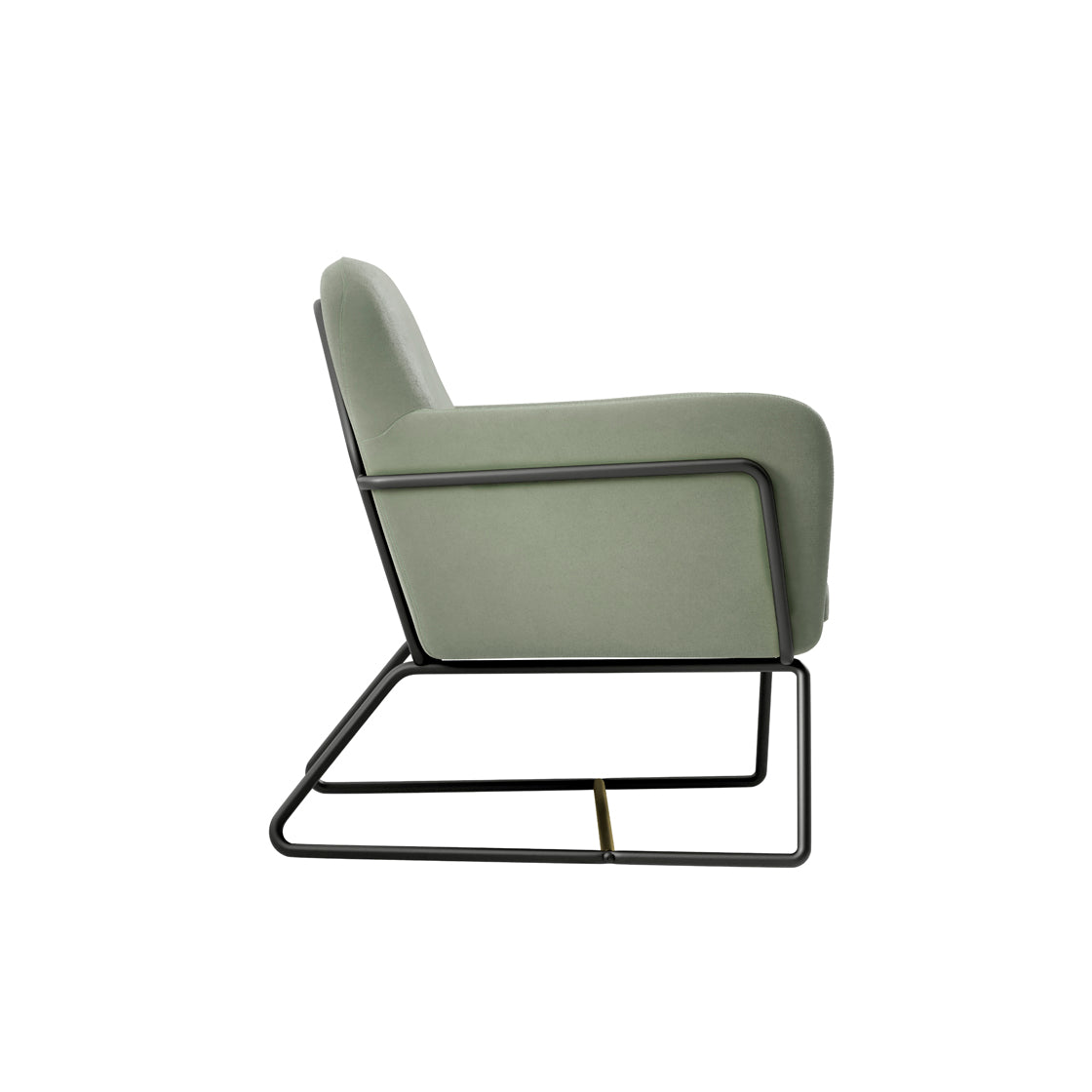 Marseille Sage Green Velvet Armchair Black Metal Legs