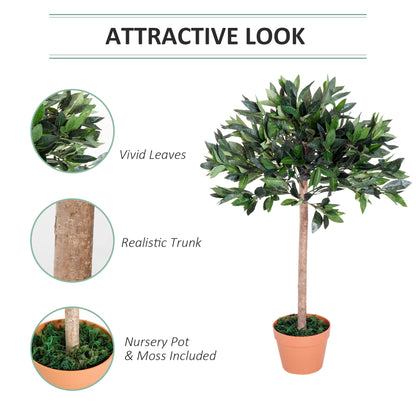 Miva Set Of 2 Artificial Olive Style Trees In Green With Orange Pots
