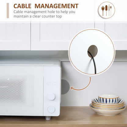 Moviel 180cm Tall Wooden White Kitchen Storage Cabinet With Open Counter Drawers And 6 Doors