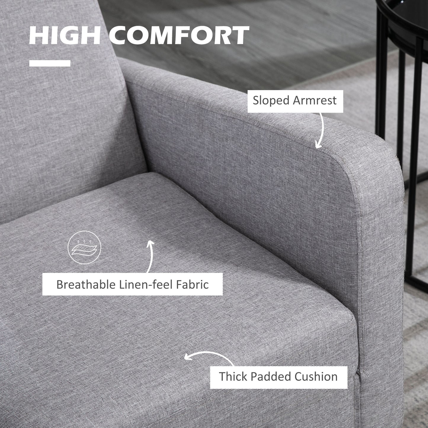 Nimi Set Of 2 Light Grey Modern Accent Chairs With Black Legs