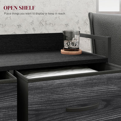Basa Fabric And Wood Black 6 Drawer Rustic Storage Chest