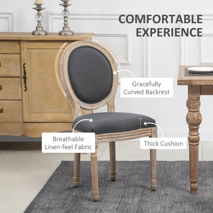Brazzi Solid Wood Grey French Style Dining Chairs Set Of 2