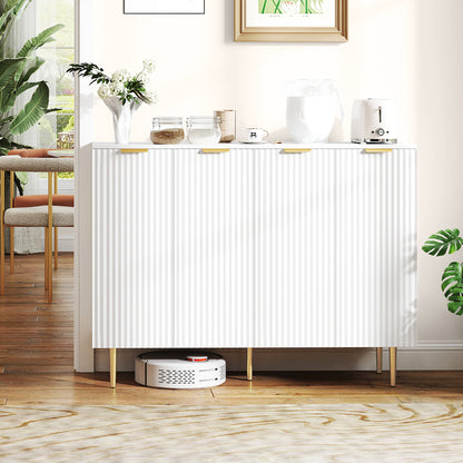 Vinotti Wooden White 4 Door Sideboard 4 Doors 2 Shelves