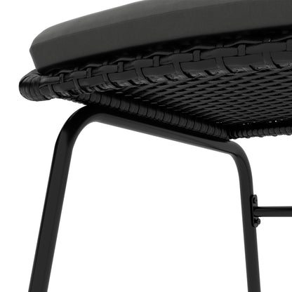 Lukeno Black Rattan Rope 3 Piece Outdoor Bistro Set Table and 2 Chairs Set