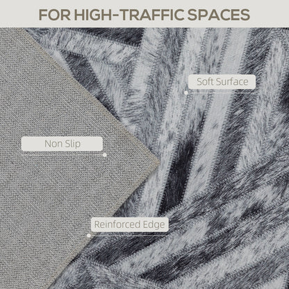 Naluva 170 x 120cm Chenille Black Triangle Pattern Washable Area Rug Non Slip