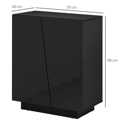 Ranifa Modern High Gloss Black Freestanding Storage Cabinet 2 Doors