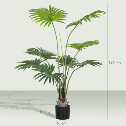 Raravere Tall Artificial Palm Style Tree With Natural Trunk Detail In Pot H8 145cm