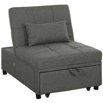 Lulusa Kela Fabric Dark Grey 4 In One Convertible Single Sleeper Chair
