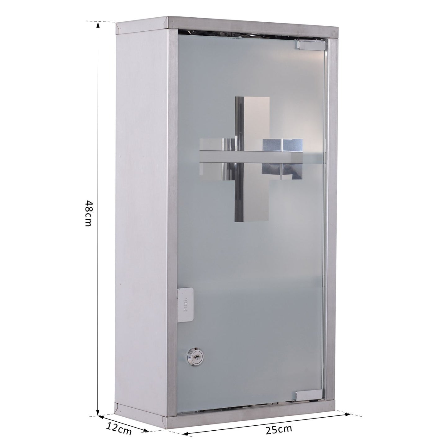 Mimo Vimi Wall Mounted Stainless Steel Medicine Cabinet With Lockable Glass Door