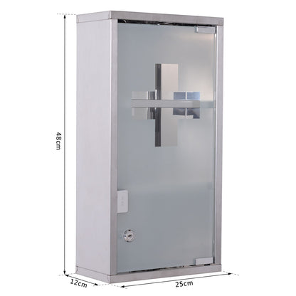 Mimo Vimi Wall Mounted Stainless Steel Medicine Cabinet With Lockable Glass Door