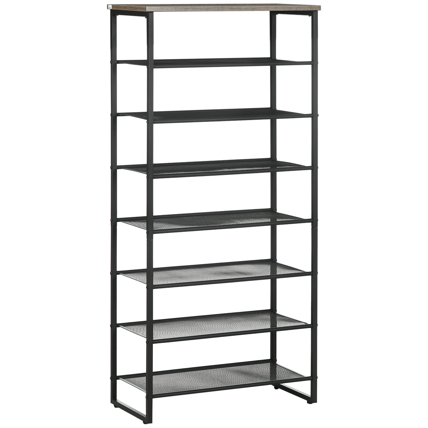 Malo Metal Grey 8 Tier Shoe Rack With Mesh Shelves For 21 To 24 Pairs