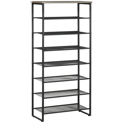 Malo Metal Grey 8 Tier Shoe Rack With Mesh Shelves For 21 To 24 Pairs