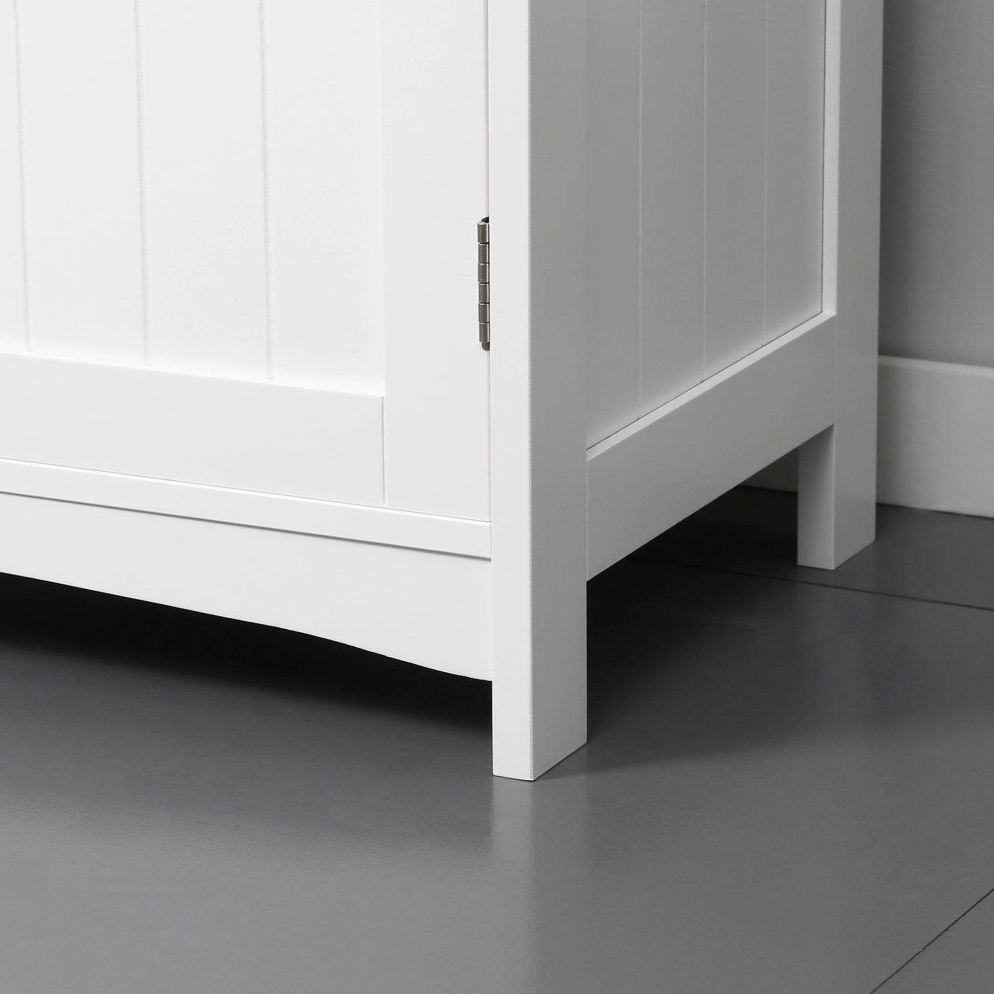 Nebama White and Grey Pedestal Sink Vanity Cupboard With Adjustable Shelving