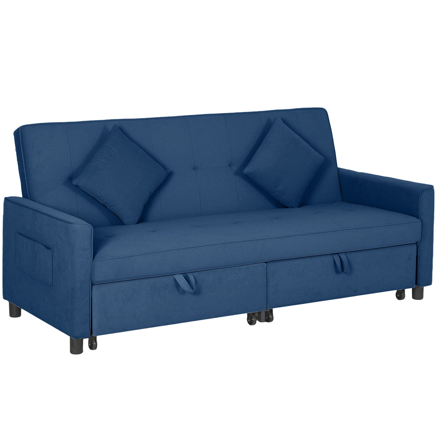 Sarova Difa Blue Fabric 3 Seater Convertible Sofa Bed