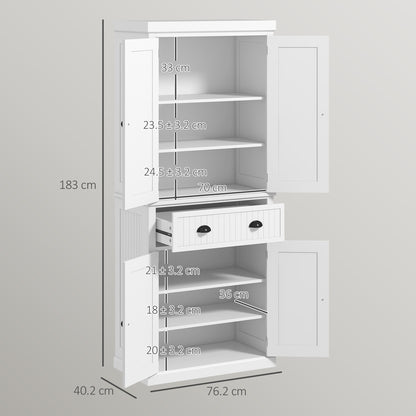 Nedi Valo Wooden White Freestanding Multi Storage Kitchen Cabinet