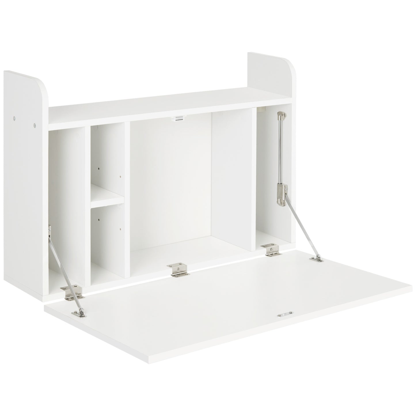 Pata Sovi Wood White Wall Mounted Drop Leaf Laptop Desk With Storage Compartments 77 x 20 x 51 cm