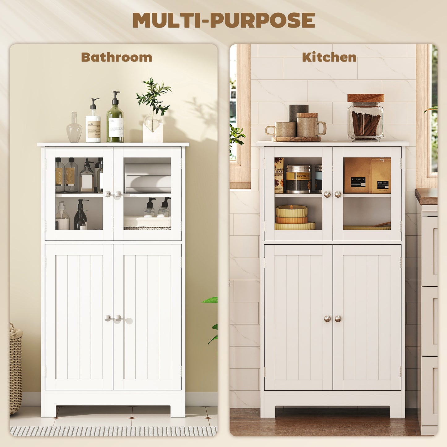 Mola Freestanding Storage Cabinet With Drawers Shelves And Glass Door For Bathroom Or Hallway