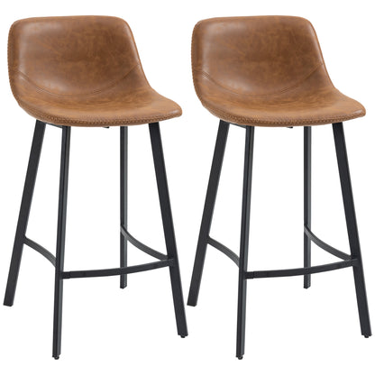Lilu Dilu Set Of 2 Brown Kitchen Bar Stools With Fixed H8 And Reinforced Frame