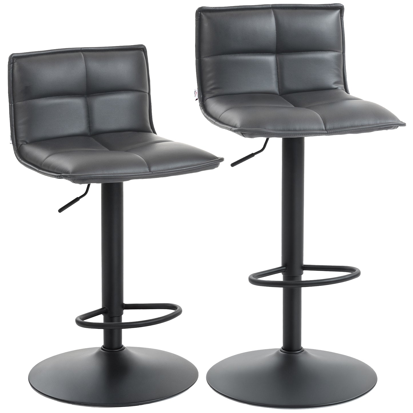 Miha Set Of 2 Dark Grey Modern Faux Leather Bar Chairs