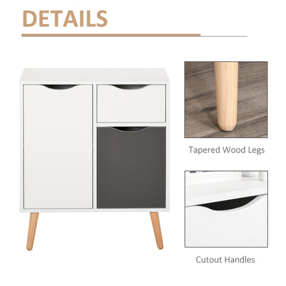 Suyopa Grey Wood Sideboard 1 Drawer 2 Doors Storage And Solid Wood Legs